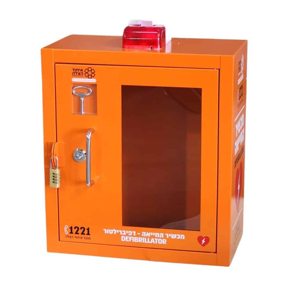 ארון לדפיברילטור עם אזעקה ממותג